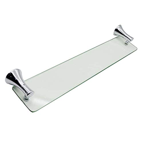 DFGHNBVC Dickes Regal Aus Gehärtetem Glas Für Badezimmer, Schlafzimmer, Büro Mit Großen Regalstützen In Chromoptik, 60,9 X 11,5 X 64 cm, Badezimmerregal Aus Glas von DFGHNBVC