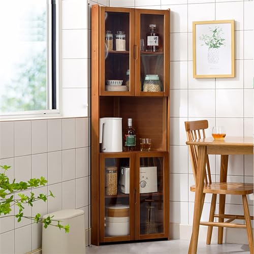 DFGHNBVC Hoher Eckschrank Mit Freistehendem Design, Multifunktionales Küchenregal Mit Hochauflösender Doppelter Offener Schranktür Aus Acryl Und Bambusmaterial, A55 * 166 * 7 cm DFGHNBVC Hoher Eckschrank Mit Freistehendem Design, Multifunktionales Küchenregal Mit Hochauflösender Doppelter Offener Schranktür Aus Acryl Und Bambusmaterial, A55 * 166 * 7 cm von DFGHNBVC