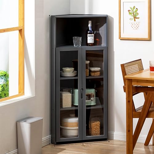 DFGHNBVC Hoher Eckschrank Mit Freistehendem Design, Multifunktionales Küchenregal Mit Hochauflösender Doppelter Offener Schranktür Aus Acryl Und Bambusmaterial, C55*126 * 7Cm DFGHNBVC Hoher Eckschrank Mit Freistehendem Design, Multifunktionales Küchenregal Mit Hochauflösender Doppelter Offener Schranktür Aus Acryl Und Bambusmaterial, C55*126 * 7Cm von DFGHNBVC