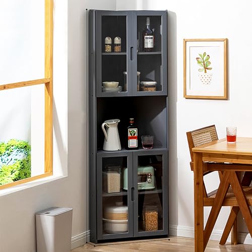 DFGHNBVC Hoher Eckschrank Mit Freistehendem Design, Multifunktionales Küchenregal Mit Hochauflösender Doppelter Offener Schranktür Aus Acryl Und Bambusmaterial, C55*166 * 7Cm DFGHNBVC Hoher Eckschrank Mit Freistehendem Design, Multifunktionales Küchenregal Mit Hochauflösender Doppelter Offener Schranktür Aus Acryl Und Bambusmaterial, C55*166 * 7Cm von DFGHNBVC