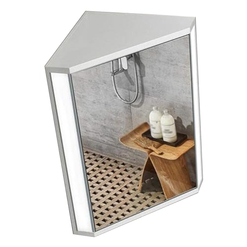 DFGHNBVC Moderner Dreieckiger Eckspiegelschrank Mit Led-Beleuchtung Und Ablagefach, An Der Wand Montierter Kosmetikspiegel Für Kleine Wohnungen von DFGHNBVC