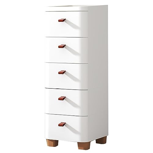 Weißer Badezimmer-Unterschrank, Kunststoff-Aufbewahrungsschrank Mit Mehrstufigen Schubladen Und Rollen, Multifunktionaler Schmaler Seitenständertisch, Starke Tragfähigkeit, 5 Ebenen, 18 X 35 Cm von DFGHNBVC