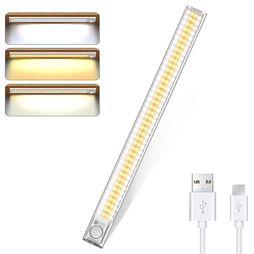 DFGOTOP Schranklicht mit Bewegungsmelder, USB Sensor Licht, Einstellbare Helligkeit Mit Weißem Licht Warmes Licht natürliches Licht für Küchenleuchte (1PCS-40CM-160LED) von DFGOTOP