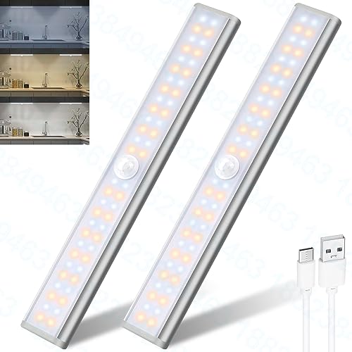 DFGOTOP 2Stück 56LEDS kabellos LED Sensor Licht Dimmbar,USB Wiederaufladbar LED Schranklicht mit Bewegungsmelder,Magnetisches LED Schrankleuchte von DFGOTOP