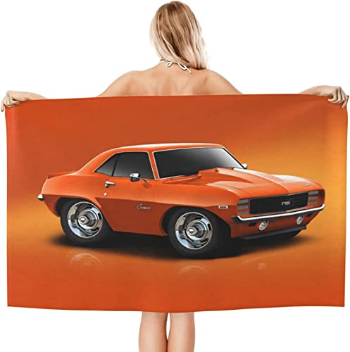 Strandtuch 70x150 cm Orangefarbener Sportwagen, Microfaser Badetuch, Strandtücher, Schnell Trocknen Strandhandtuch, Herren Frauen Badetücher, Handtücher, Strandlaken Handtuch von DFHGSFS