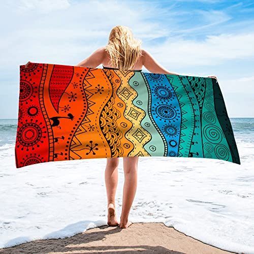 Strandtuch 80x160 cm 3D Boho-Streifen, Microfaser Strandtuch Badetuch Groß, Schnell Trocknen Strandhandtuch, Strandtücher Herren Frauen Badetücher, Strandlaken, Handtuch von DFHGSFS