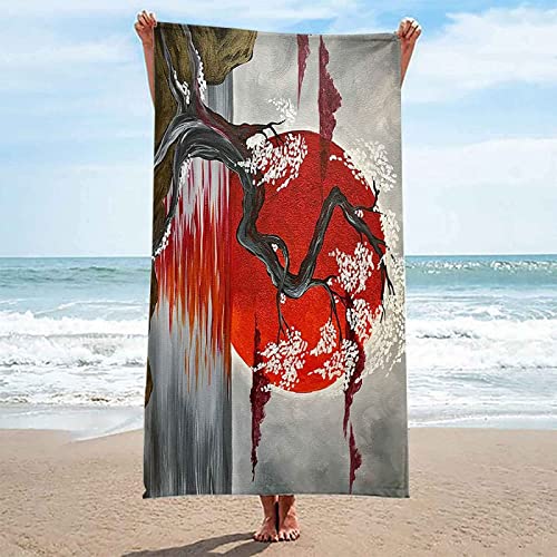 Strandtuch 90x180 cm Japanische Sakura, Microfaser Badetuch, Strandtücher, Schnell Trocknen Strandhandtuch, Herren Frauen Badetücher, Handtücher, Strandlaken Handtuch von DFHGSFS