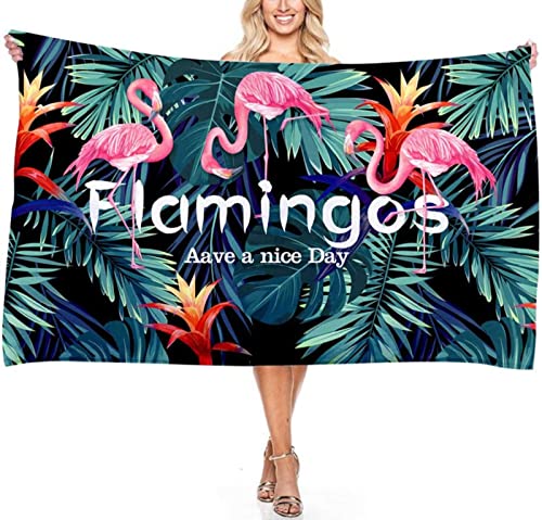 Strandtuch groß 100x200 cm Tropischer Flamingo, Microfaser Badetuch, Strandtücher, Schnell Trocknen Strandhandtuch, Herren Frauen Badetücher, Handtücher, Strandlaken Handtuch von DFHGSFS