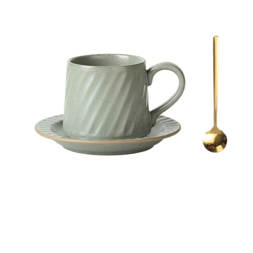DFHS46JK Kaffeebecher Keramikbecher Retro Latte Einfache europäische handgegossene Kaffeetasse mit Untertasse und Löffel-Set Kaffeetasse DFHS46JK Kaffeebecher Keramikbecher Retro Latte Einfache europäische handgegossene Kaffeetasse mit Untertasse und Löffel-Set Kaffeetasse von DFHS46JK