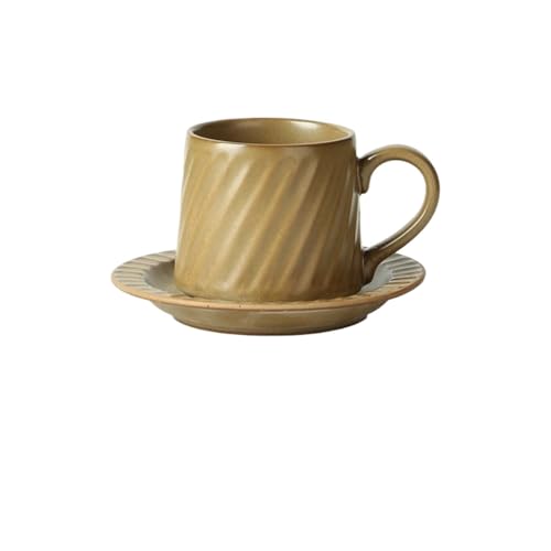 DFHS46JK Kaffeebecher Keramiktasse mit großem Fassungsvermögen, khakifarben, gestreift, fürs Büro, Wassertasse, Kaffeetasse for zu Hause Untertasse, 300 ml Kaffeetasse DFHS46JK Kaffeebecher Keramiktasse mit großem Fassungsvermögen, khakifarben, gestreift, fürs Büro, Wassertasse, Kaffeetasse for zu Hause Untertasse, 300 ml Kaffeetasse von DFHS46JK