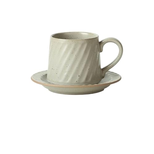 DFHS46JK Kaffeebecher Keramiktasse mit weißen Punkten und Streifen, fürs Büro, Wassertasse, Kaffeetasse Untertasse, Set, 300 ml Kaffeetasse von DFHS46JK