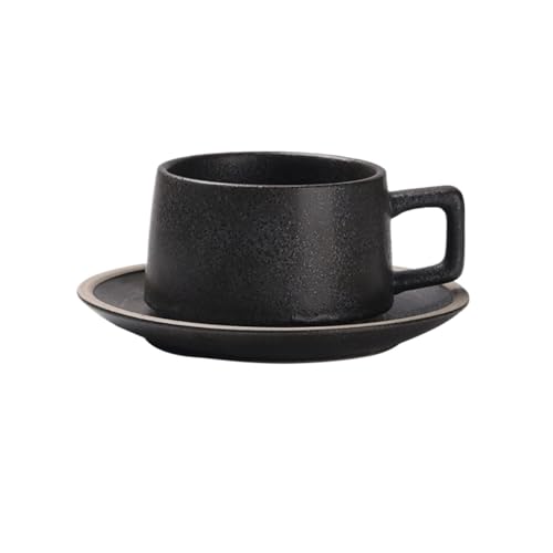 DFHS46JK Kaffeebecher Retro Home Kaffeetasse Haferflocken Milch Frühstück Restaurant Keramik Handelsbecher mit Untertasse 220ml Kaffeetasse von DFHS46JK
