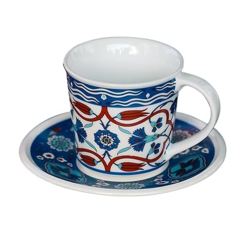 Kaffeebecher Handbemalte Keramik Latte Art Kaffeetasse Untertasse Vintage Cup Schöne Tasse Home Western Restaurant Kaffeetasse(Klein) von DFHS46JK