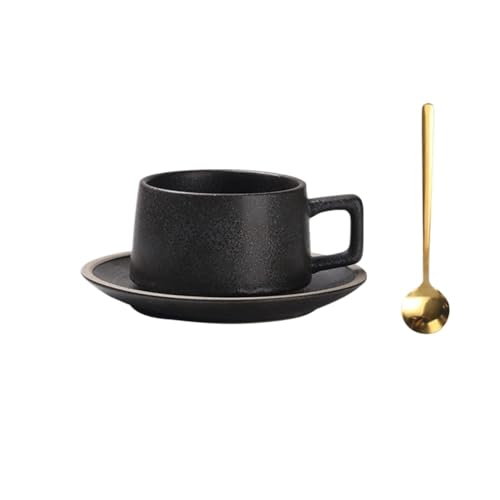 Kaffeebecher Kaffee Milch Tee Haferflocken Tasse Home Restaurant Becher mit Untertasse und Löffel Kaffeetasse von DFHS46JK