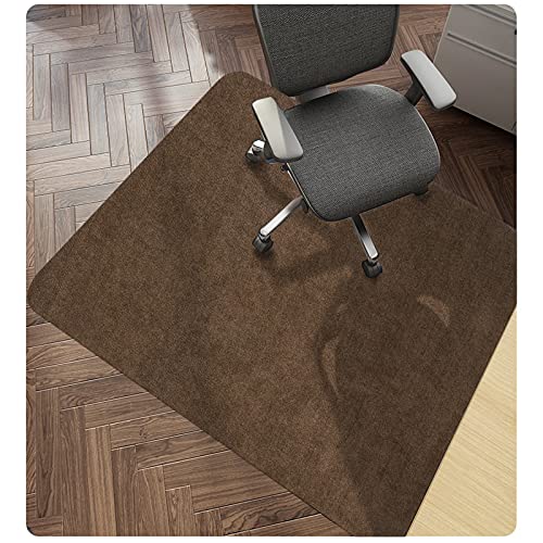 DFIONC Hartboden-Stuhlmatte, Bürostuhlmatte, 90 x 140 cm, 4 mm dicke Home-Office-Stuhlmatte, rutschfeste Schutzmatte für Bürostühle, geeignet für Parkett-, Laminat-, Vinyl- und Fliesenböden, Braun von DFIONC