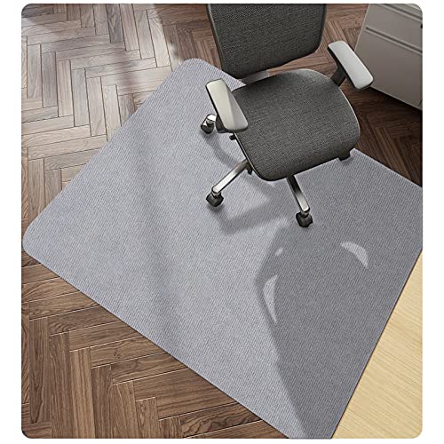 DFIONC Hartboden-Stuhlmatte, Bürostuhlmatte, 90 x 140 cm, 4 mm dicke Home-Office-Stuhlmatte, rutschfeste Schutzmatte für Bürostühle, geeignet für Parkett-, Laminat-, Vinyl- und Fliesenböden, Hellgrau von DFIONC