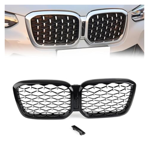 DFJOSF Kühlergrill Auto Meteor Stil Front Stoßstange Center Niere Grill Für X3 X4 G01 G02 G08 2022-2023 Glänzend Schwarz Kühler(Chrome Black) von DFJOSF