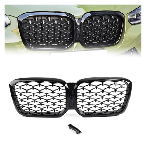 DFJOSF Kühlergrill Auto Meteor Stil Front Stoßstange Center Niere Grill Für X3 X4 G01 G02 G08 2022-2023 Glänzend Schwarz Kühler(Glänzend schwarz) von DFJOSF