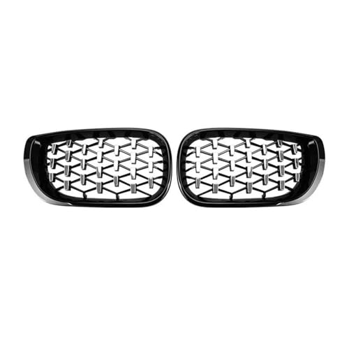 DFJOSF Kühlergrill Für 3er E46 318i 320i 325i 4-Türer 2002-2005 Auto Front Nierengrills Diamantgrill Renngrill Gitter Kühler(Black Silver) von DFJOSF