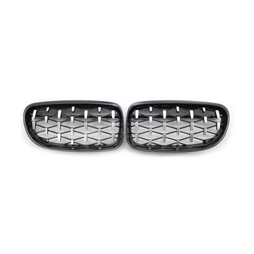 DFJOSF Kühlergrill Für E90 E91 318i 320i 325i 328i Diamant Grills Auto Niere Kühlergrill Front Stoßstange Racing Grill Gitter 2009-2012 Kühler(Silber schwarz) von DFJOSF