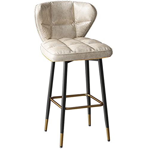 360° drehbare Barstühle, Kunstleder Counter Höhe Barhocker, Esszimmerstühle mit Metallbeinen und Rückenlehne (Beige 1ps,75cm/30in) von DFKGLCRR