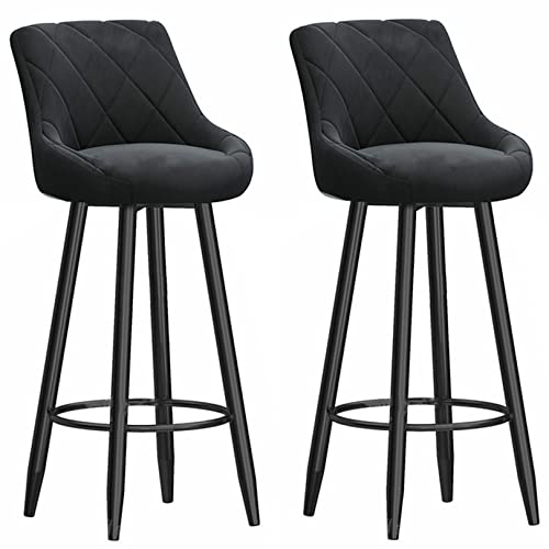 Counter Höhe Barhocker Satz von 2, Samt gepolstert Bartools, 26/30in Küche Counter Höhe Hocker mit Metall Bein und Fußstütze, Bar Stühle für Küchen Counter Island Frühstück (Black,29.6in/75cm) Counter Höhe Barhocker Satz von 2, Samt gepolstert Bartools, 26/30in Küche Counter Höhe Hocker mit Metall Bein und Fußstütze, Bar Stühle für Küchen Counter Island Frühstück (Black,29.6in/75cm) von DFKGLCRR
