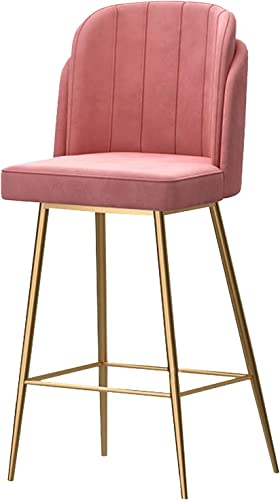DFKGLCRR 1 Stück – 65 cm Barhocker aus Samt, Moderne Barhocker mit Rückenlehne und Fußstütze, Kücheninsel-Hocker mit goldenem Metallgestell für Küchentheken und Bars von DFKGLCRR