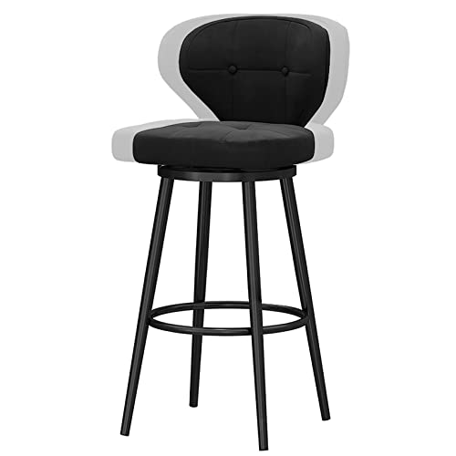 DFKGLCRR 26/30“ Barhocker, Zähler Höhe Hocker mit Rücken und 360-Grad-Drehsitz Oben, Samt gepolsterte Barhocker Stühle für Küchen Insel, rustikale Bar, 300lbs (Black 1ps,75cm/30in) von DFKGLCRR