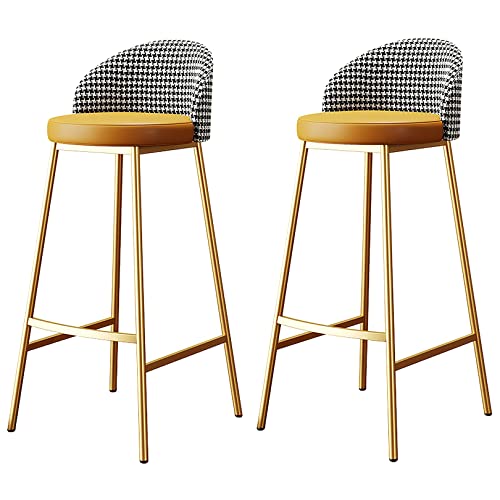 DFKGLCRR 26/30 Zoll Barhocker, Moderne Barstühle mit Bogen Rücken und Fußstütze, Counter Höhe Hocker mit PU Leder gepolstert, Küchen Counter Insel Frühstück hohe Hocker (Yellow 2ps,75cm/29.6in) von DFKGLCRR