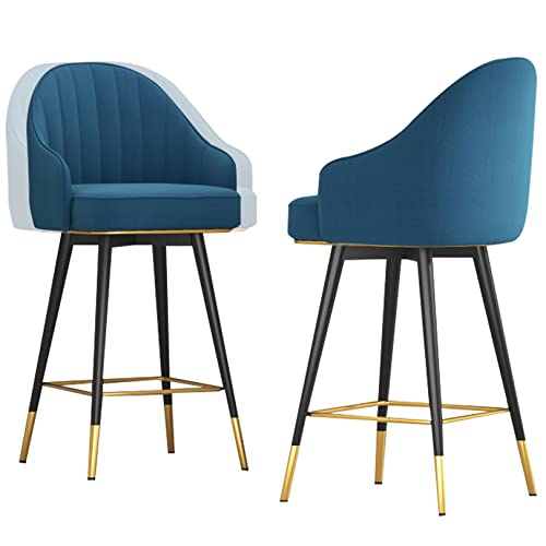 DFKGLCRR 26/30 Zoll Barhocker Zähler Höhe Barhocker Moderne Barstühle Satz von 2, Samt gepolstertes Design, Frühstücksbar, Zähler, Küche hohe Hocker (Blue,75cm/30in) von DFKGLCRR