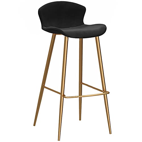 DFKGLCRR 26/30 Zoll Barhocker Zähler Höhe Hocker Moderne Metall Barhocker für Haus Küchen Insel Frühstück, Samt gepolsterte Bar Stühle, Unterstützung 330LBS (65cm/26in,Black 1ps) von DFKGLCRR