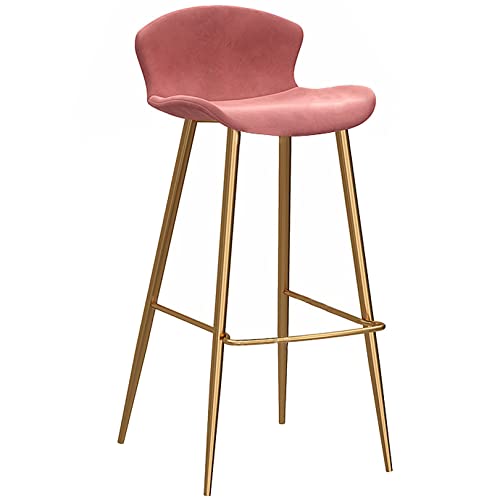 DFKGLCRR 26/30 Zoll Barhocker Zähler Höhe Hocker Moderne Metall Barhocker für Haus Küchen Insel Frühstück, Samt gepolsterte Bar Stühle, Unterstützung 330LBS (75cm/30in,Pink 1ps) von DFKGLCRR