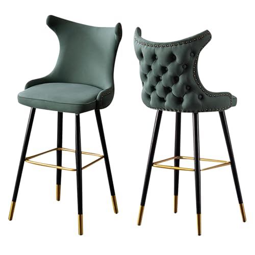 DFKGLCRR 2er Set, Counter Höhe Barhocker mit Rückenlehne, Kunstleder Barhocker mit Metallbeinen und Fußstütze, Esszimmerstühle für Home Island (Green,75cm/29.6in) von DFKGLCRR