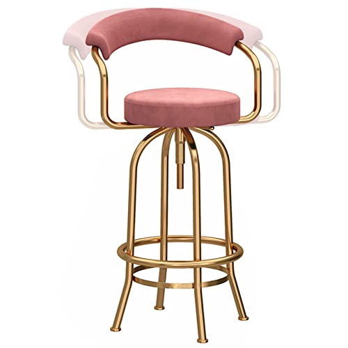 DFKGLCRR 360-Grad schwenkbare Barhocker, Counter Heigh Barhocker mit Rückenlehne, moderner Samt Barstuhl für Kücheninsel, Esszimmerhocker mit 330 LBS Kapazität (Pink 1ps) von DFKGLCRR