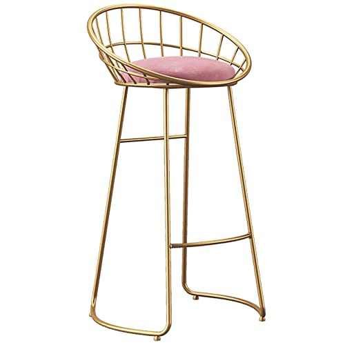 DFKGLCRR Barhocker, 26/30“ Barhocker mit Samt gepolstert und Hohle zurück Moderne Bar Stuhl hohe Hocker für Cafe Pub Küche Counter Esszimmer (300lbs) (Pink 1ps,75cm/29.6in) von DFKGLCRR