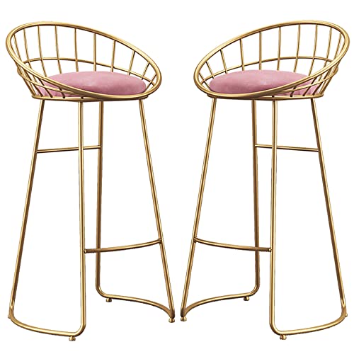 DFKGLCRR Barhocker, 26/30“ Barhocker mit Samt gepolstert und Hohle zurück Moderne Bar Stuhl hohe Hocker für Cafe Pub Küche Counter Esszimmer (300lbs) (Pink 2ps,75cm/29.6in) von DFKGLCRR