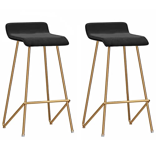 DFKGLCRR Barhocker, Counter Barstools, 330 LBS Samt Barhocker für Kücheninsel, gepolsterte Pub Hocker mit Fußstütze, Esszimmerstühle für Bar, 26/30in (Black 2ps,65cm/26in) von DFKGLCRR