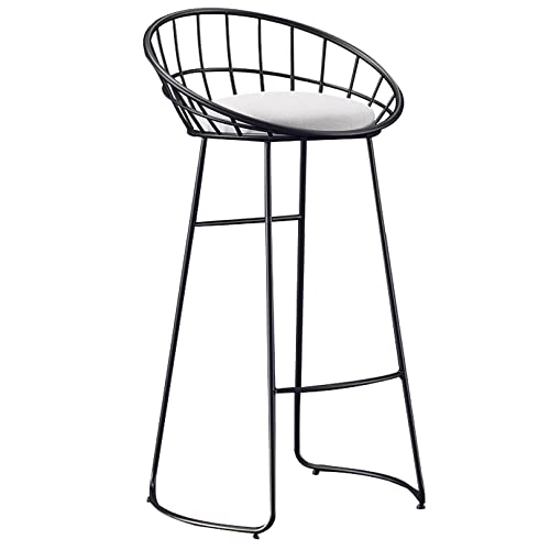 DFKGLCRR Barhocker, Counter Samt gepolsterte Barhocker mit Rücken, Moderne Bar Stuhl für Kücheninsel, Esszimmer Hocker mit 330 LBS Kapazität (Black 1ps,75cm/29.6in) von DFKGLCRR