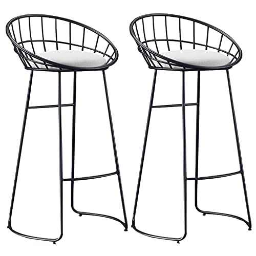 DFKGLCRR Barhocker, Counter Samt gepolsterte Barhocker mit Rücken, Moderne Bar Stuhl für Kücheninsel, Esszimmer Hocker mit 330 LBS Kapazität (Black 2ps,75cm/29.6in) von DFKGLCRR