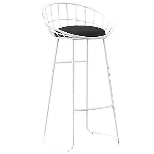 DFKGLCRR Barhocker, Counter Samt gepolsterte Barhocker mit Rücken, Moderne Bar Stuhl für Kücheninsel, Esszimmer Hocker mit 330 LBS Kapazität (White 1ps,75cm/29.6in) von DFKGLCRR