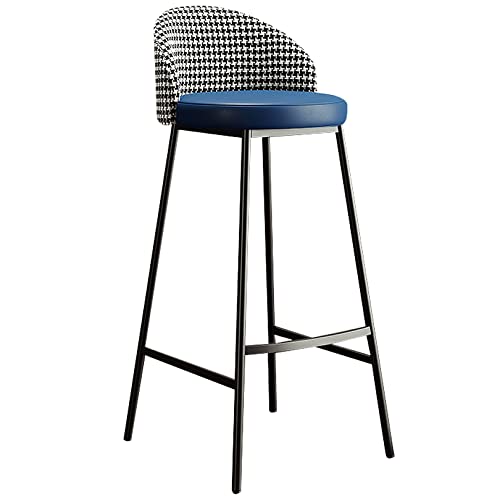 DFKGLCRR Barhocker, Kunstleder Counter Höhe Barhocker mit niedrigen Rücken und Fußstütze, Kücheninsel Counter Bar Hochstuhl, 26/30 Zoll (Blue 1ps,65cm/25.6in) von DFKGLCRR