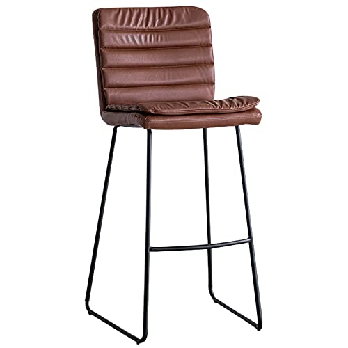 DFKGLCRR Barhocker, Moderner Barhocker mit Rückenlehne und Fußstütze, Moderne PU-Leder gepolsterte Zähler Höhe Bar Stühle, Sitzhöhe 30in (Reddish Brown 1ps) von DFKGLCRR