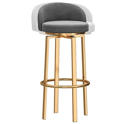 DFKGLCRR Barhocker, Samt 360° drehbar Zähler Höhe Hocker, Gold hohe Barhocker mit niedrigen Rücken, hohe Küche Stühle für Pub Cafe Bar, 300lbs (Grey,75cm/30in) von DFKGLCRR