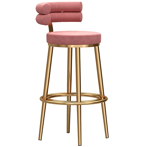 DFKGLCRR Barhocker, Samt gepolstert Frühstück Hocker, Sitzhöhe 26/30Inches, einfache Montage, hohe Hocker für Esszimmer Küche Counter Bar, rustikal (Pink 1ps,75cm/30in) von DFKGLCRR