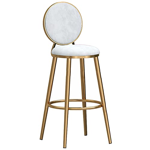 DFKGLCRR Barhocker, Samt gepolsterte Frühstückshocker mit Fußstütze, 26/30Inches, hohe Barhocker für Esszimmer Küche Counter Bar (White1ps,75cm/29.6in) von DFKGLCRR