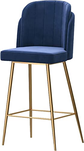 DFKGLCRR Barhocker 1PCS - 65cm Samt Barhocker Bar Stühle, Moderne Counter Höhe Hocker mit Rücken und Fußstütze, Kücheninsel Hocker Stuhl mit Gold Metall Basis für Küche Counter Bar (Gold,65cm) von DFKGLCRR