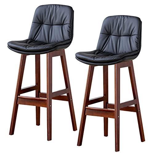 DFKGLCRR Barhocker 24/28 Zoll Zähler Höhe Hocker, Esszimmer Stühle, Kunstleder Bar Stühle mit zurück, Moderne Hocker für Kücheninsel, Bar, Pub (Black 2ps,61cm/24in) von DFKGLCRR