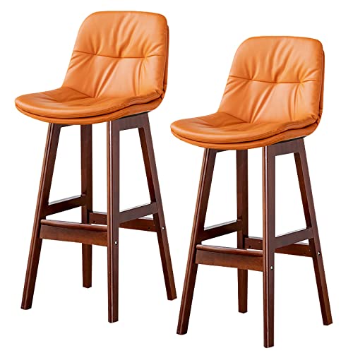 DFKGLCRR Barhocker 24/28 Zoll Zähler Höhe Hocker, Esszimmer Stühle, Kunstleder Bar Stühle mit zurück, Moderne Hocker für Kücheninsel, Bar, Pub (Orange 2ps,71cm/28in) von DFKGLCRR