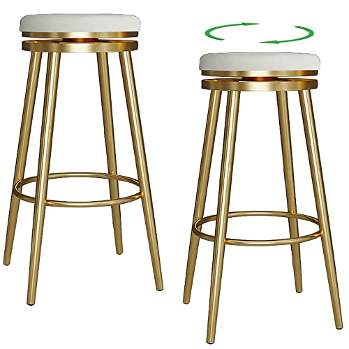 DFKGLCRR Barhocker 2er Set, 360 Grad drehbarer Sitz, Counter Height Barhocker, Samt gepolstertes Design, perfekt für Esszimmer und Wohnzimmer (Höhe 26/30") (White,65cm/25.6in) von DFKGLCRR