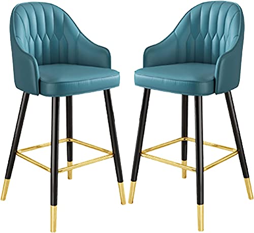 DFKGLCRR Barhocker 2er Set, Barhöhe Barhocker mit Rücken 65/75cm hoch Hocker für Kücheninsel Moderne Barstühle mit Kunstleder gepolstert hohe Barhocker, Sitz von 2 (Blue,75cm) von DFKGLCRR